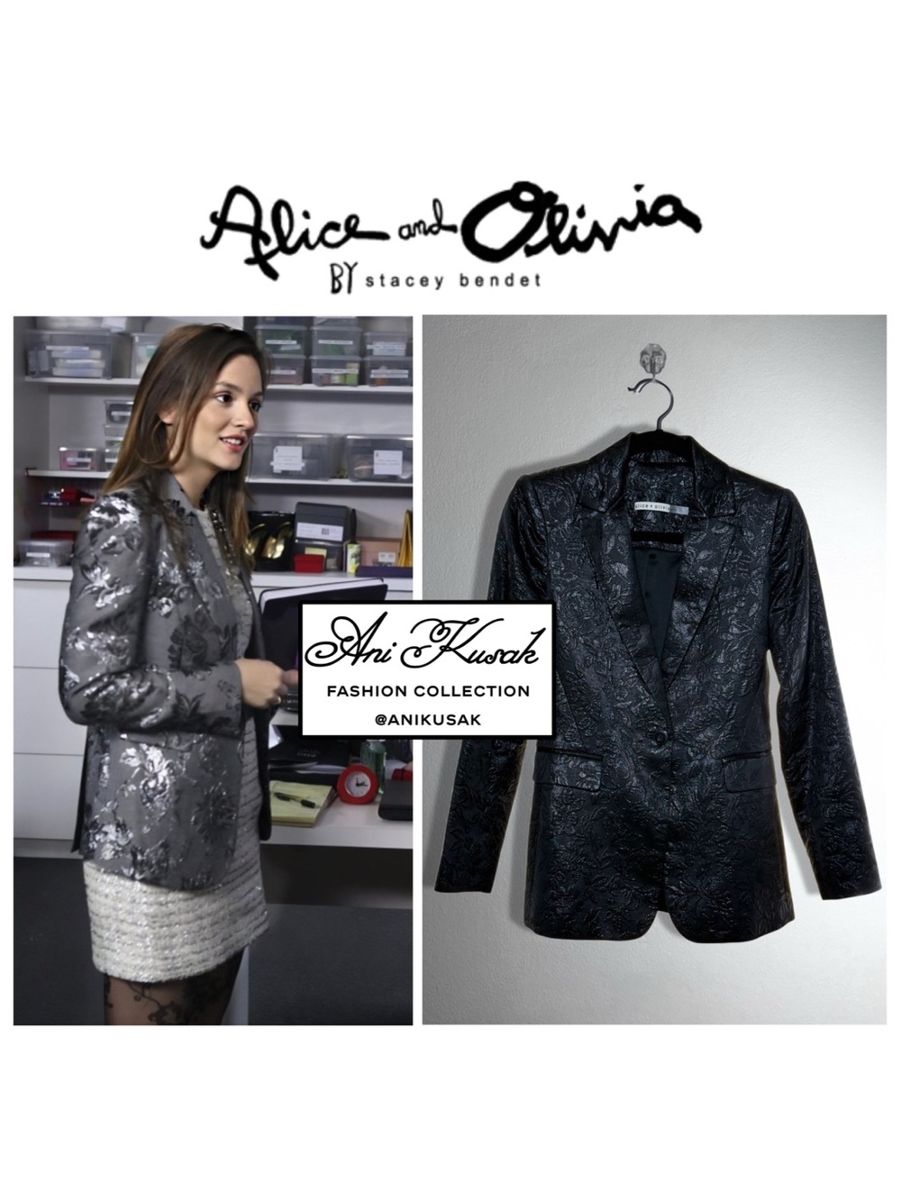 Alice + Olivia Macey Floral Embellished Brocade Blazer ASO Blair Waldorf